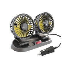Dual Head 12V Car Fan with 360 Rotation and Two Speed Modes, USB Powered Cooling Fan Green