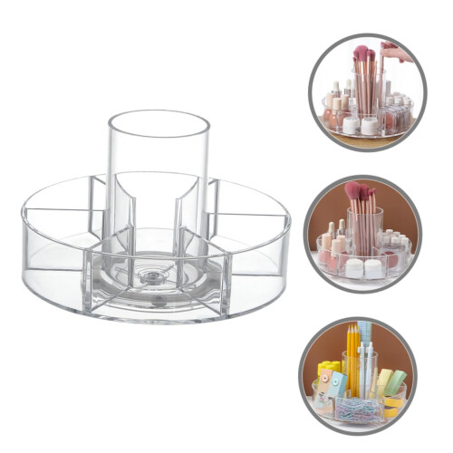 Rotating Vanity Organizer with Divided Compartments, 360 Spinning Perfume Rack for Bathroom and Kitchen 1
