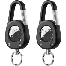 2 Pack Waterproof Keychain Holder Case for AirTag with Carabiner, Scratch‑Resistant Protective Cover for Keys, Pets, Luggage, Black