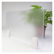 Office Desk Divider with Durable Iron Frame, Frosted Glass Privacy Screen, 11.8in Low Fence for Office and Home