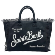 Borsa da spiaggia grande Saint Barth New Fashion con nappe ricamate, bianca - Capacità Black