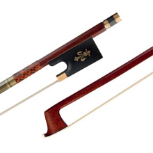 Brazilian Wood Violin Bow 4/4 for Adults, White Horsehair, Ebony Frog with Fleurdelis Inlay, Balanced Tone