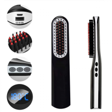 Spazzola lisciante wireless per barba e capelli da uomo, con display LCD, multifunzione, ricarica USB e funzione lisciante.
