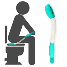 Ausilio per la pulizia del WC con impugnatura ergonomica e lunga portata, ideale per facilitare il movimento. Oltre 38 cm di altezza.