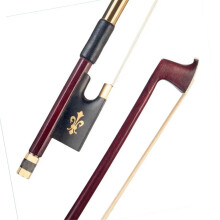 Brazilwood Violin Bow 4/4 Full Size for Beginners, Natural Horsehair, Ebony Frog and Leather Grip