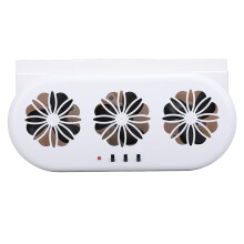 3 Outlet USB Car Cooling Fan for Hot Weather, Powerful Air Circulation, Odor Eliminator, White