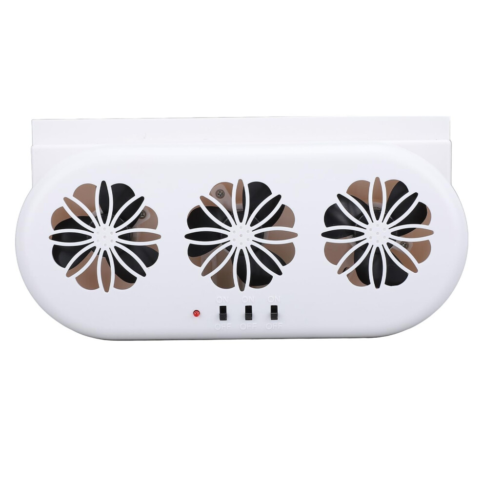 3 Outlet Usb Car Cooling Fan For Hot Weather, Powerful Air Circulation, Odor Eliminator, White 9351714707374