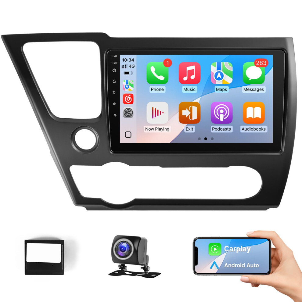 Wireless Carplay Android Auto Head Unit For Honda Civic 2013Â2017, 9ÂInch Hd Touchscreen Gps Bluetooth 9351714707466