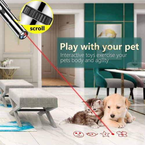 CAT pointer Toy, Dog laser pointer, 7 laser adjustable modes, remote 3 mode trainer follower interactive Toy, USB charging 1