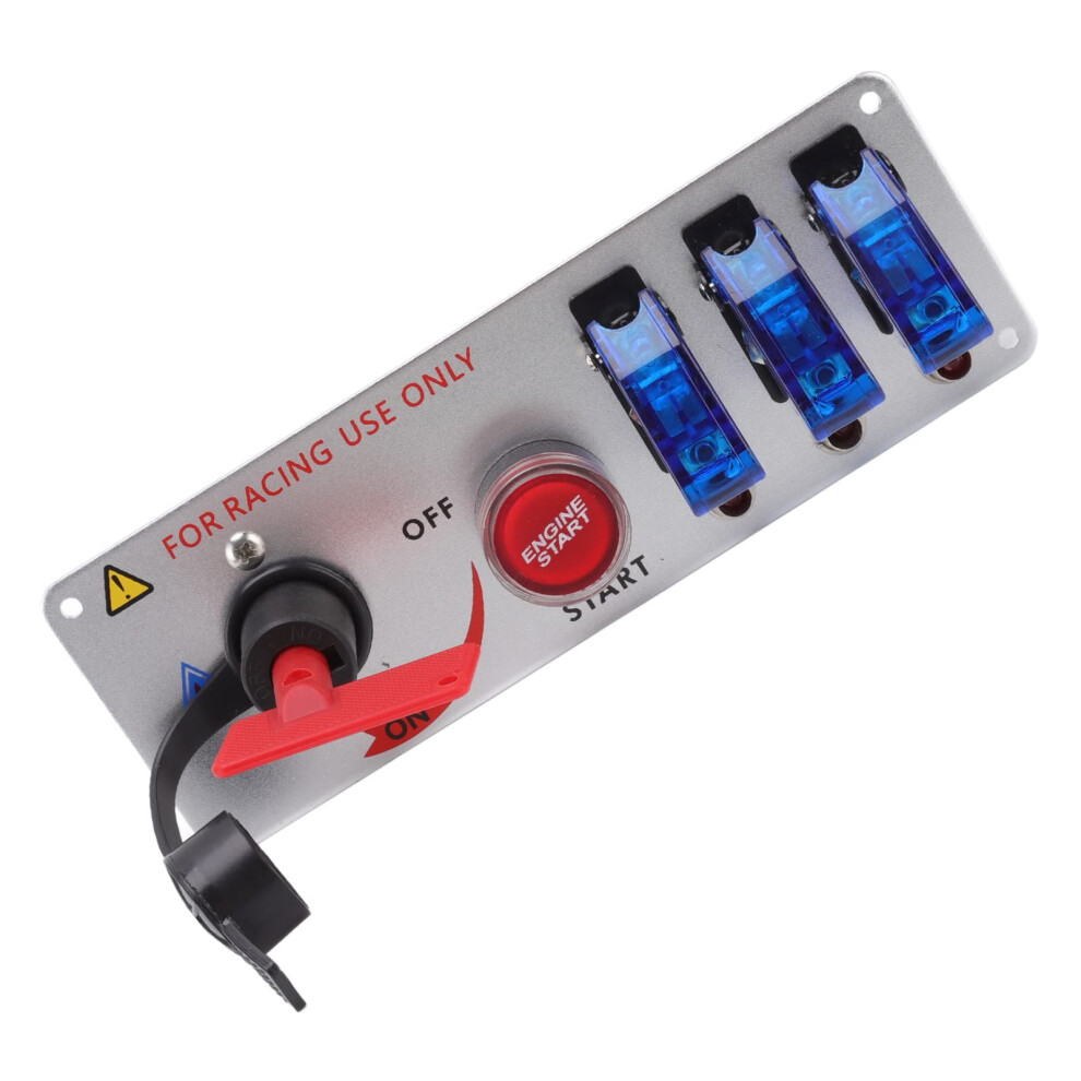Racing Ignition Switch Panel 5In1 With Engine Start Button, Led Toggle For Universal 12V Emergency Shutdown Blue 9045646498249
