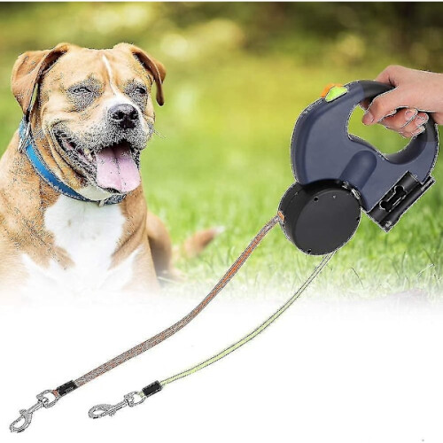 Double foldable dog leash with two 3 meter long cords 360 Tangle free 2