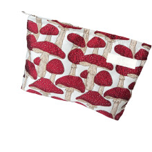 Practical Travel Cosmetic Organizer With Mushroom Pattern-Red A