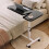 Adjustable Overbed Laptop Table with Wheels, White Bedside Rolling Desk for Elderly, Lockable Design 1