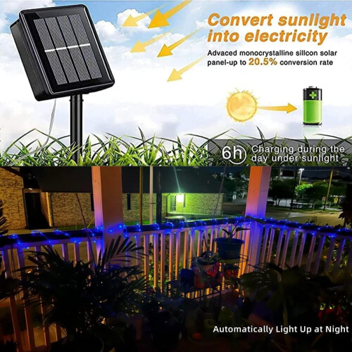 Solcellsdrivna LED-slingor utomhus 7,5 m - blå LED 2