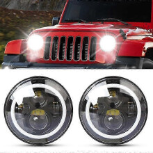 25-26 2 PCS 7 inch IP68 Waterproof 6500K 75W LED Headlight Hi/Lo Beam Driving Lamp for Jeep Wrangler JK TJ LJ