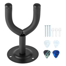Guitar Wall Mount Hanger for Acoustic Electric Bass, Secure Stable Hold, Includes 4 Picks