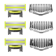 Conjunto de 3 lâminas de reposição para barbeador com pente (1 mm/3 mm/5 mm), kit de cabeças de reposição para lâminas One 1 QP2515, QP2520,