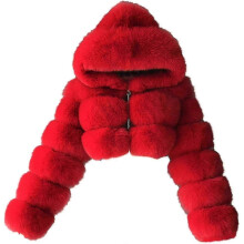 (XX-Large, male) 25-26 Faux Fur Coat Women With Hood Cropped Bubble Coats Fleece Short Warm Jackets Plus Size Winter Coats For Women