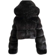 (Large, male) 25-26 Faux Fur Coat Women With Hood Cropped Bubble Coats Fleece Short Warm Jackets Plus Size Winter Coats For Women