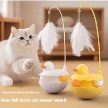 Varinha interativa para gatos, brinquedo fofo em resina em formato de patinho, ideal para uso interno e externo. Leve, removível e lavável.