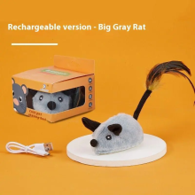 Brinquedo interativo elétrico para gatos, rato que se move automaticamente com som de guincho e luz LED, brinquedo laranja recarregável via