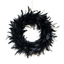 25-26 40cm Halloween Black Feather Wreath for Party Decor