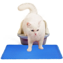 Tapete coletor de areia para gatos de camada dupla, com base impermeável e formato de colmeia, lavável e antiderrapante.
