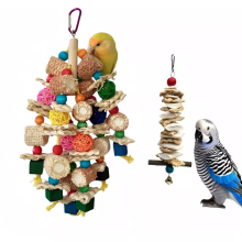 Brinquedos para gaiola de pássaros e papagaios, conjunto com 2 brinquedos para roer contendo espiga de milho, osso de siba e blocos colorido