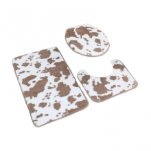 Conjunto de 3 peças de tapete de banheiro antiderrapante, superabsorvente, na cor vaca, grosso, tufado, com isolamento térmico, ideal para o