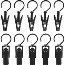 Cabides de plástico com clipe, 20 unidades, gancho para botas, clipes de metal preto para cortinas, compatíveis com sapatos, meias, cortinas