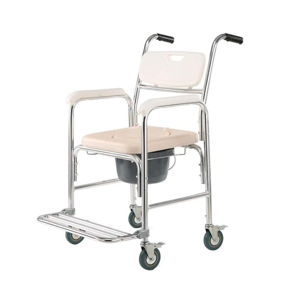 3 in 1 Bedside Commode Chair with Wheels and Arms, Adjustable Raised Toilet Seat for Elderly