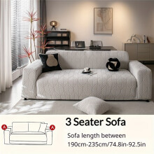 (Light Grey, Three seater 190-235cm) 1pc New Jacquard Sofa Cover, Stretchable and Non-Deforming, Machine Washable, Suitable for All Seasons,