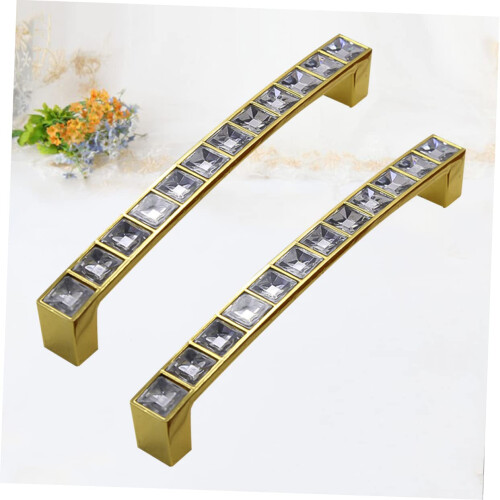 Gold Cabinet Handles Crystal Drawer Pulls UShaped Knobs with Screws for Modern Wardrobe Decor 1