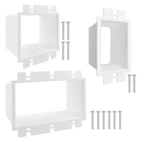 ET 18 Pack Electrical Box Extender Kit with Screws, MultiGang Outlet Box Extensions, White