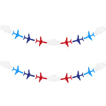 Airplane Party Decorations with Cloud Garland Banner, Reusable Cloth Design for Aviation Birthday Party
