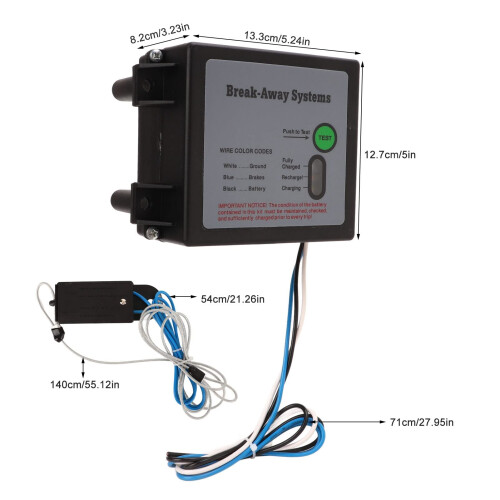 12V Trailer Breakaway Kit with LED Battery Indicator, Automatic Brake Activation, Universal Safety System 1