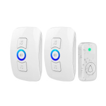 Wireless Doorbell Waterproof IP65 Chime Kit with LED Flash, Security Alarm, 50+ Melodies (2 Receivers 1 Button)