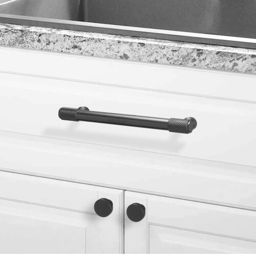 30 Pack Matte Black Cabinet Knobs with Knurled Grip Design, Modern Drawer Pulls for Kitchen Cabinets 2