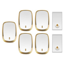 Wireless Doorbell No Battery Needed SelfPowered Waterproof 200M Range LED Alert 36 Melodies 4 Volume Gold