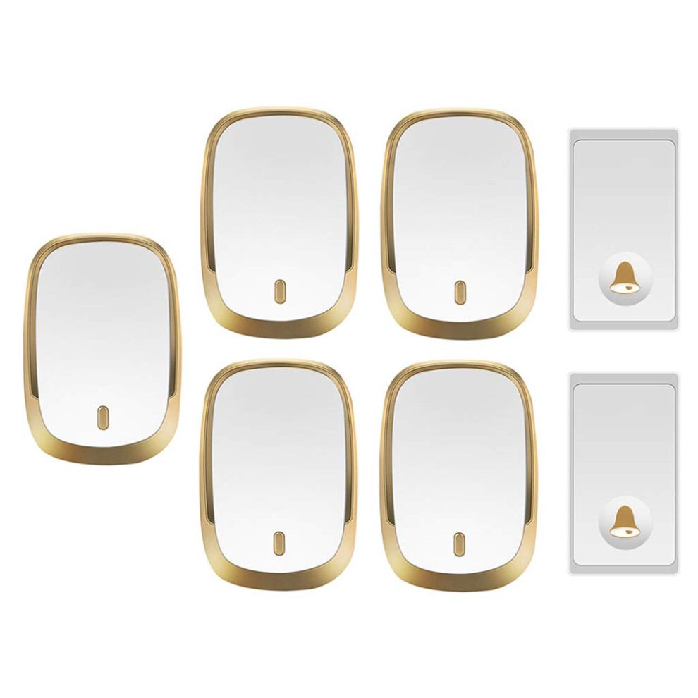 Wireless Doorbell No Battery Needed Selfpowered Waterproof 200M Range Led Alert 36 Melodies 4 Volume Gold 9351714709781