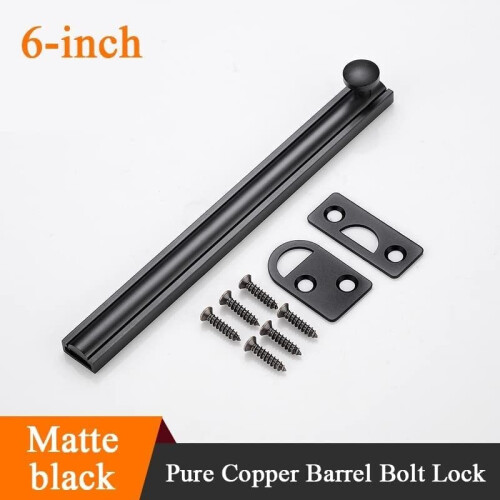 Matte Black Brass Surface Bolt 6 Inch, Solid Brass Sliding Bolt Lock for Doors and Cabinets 1