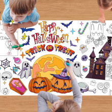 Halloween Coloring Tablecloth for Kids, 30x72 Inch ExtraLarge Giant Coloring Poster for Classroom and Party