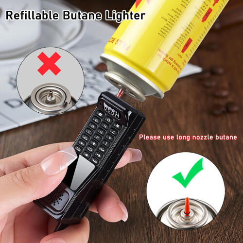 Butane Torch Lighter Retro Phone Style Windproof Jet Flame Refillable Adjustable for Kitchen BBQ Gifts 1
