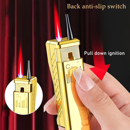 Butane Torch Lighter Retro Phone Style Windproof Jet Flame Refillable Adjustable for Kitchen BBQ Gifts 2