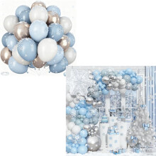 Winter Wonderland Balloon Arch Kit 188PCS Dusty Blue and Gold Snowflake Decorations for Christmas Baby Shower