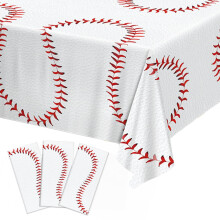 3 Pack Baseball Tablecloth 54 x 108 Inch Waterproof Reusable Covers for Boys Birthday and Sports Party