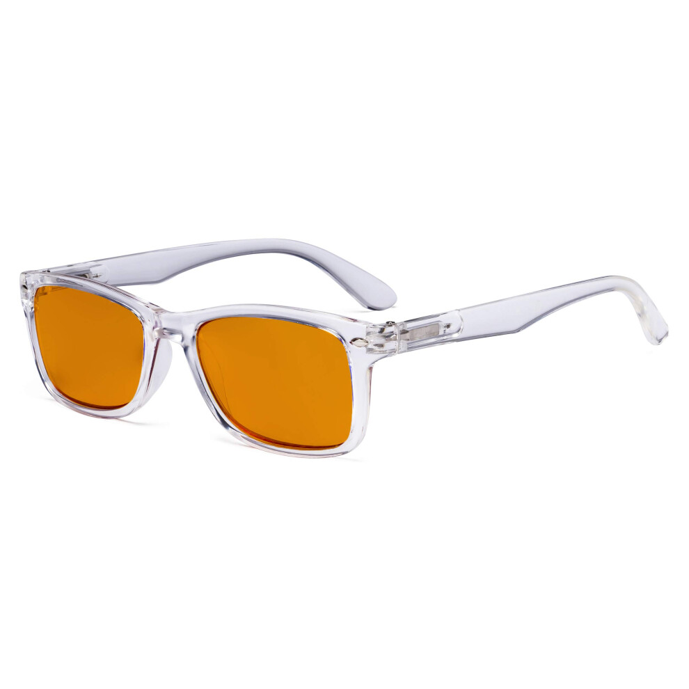 Blue Light Blocking Reading Glasses for Women and Men, Amber Tinted Lens, Transparent Frame, Reduce Screen Glare