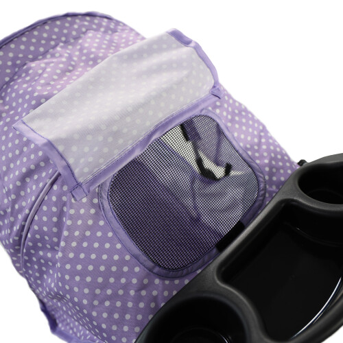 Foldable Pet Stroller in Purple Dot With Cover 2