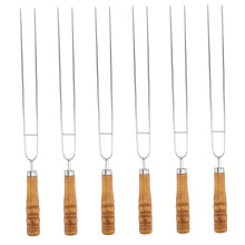 6pcs Telescopic Marshmallow Roasting Sticks with Bamboo Handles for Campfire Hot Dog and Sausage Grill