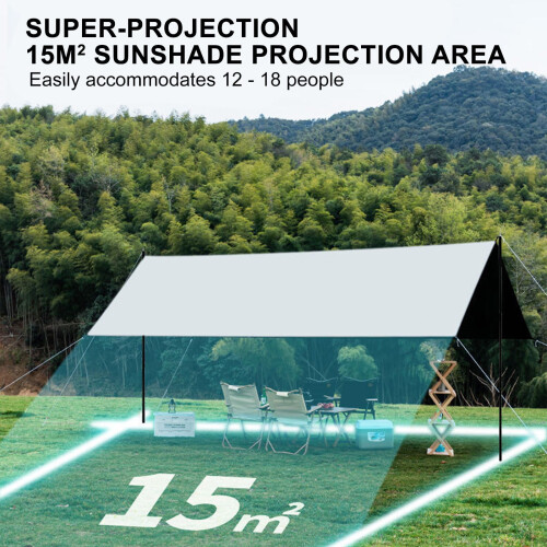 Waterproof Camping Tarp with Poles Extra Large 2